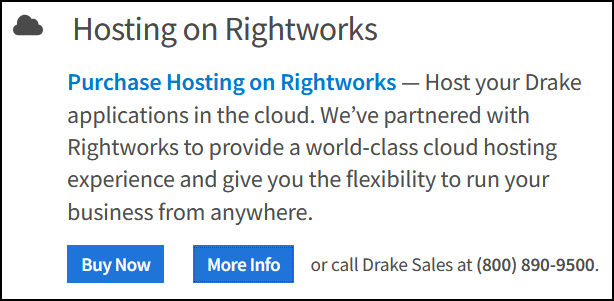 Image of the Buy Now option for Hosting on Rightworks. Image of the Buy Now option for Hosting on Rightworks.